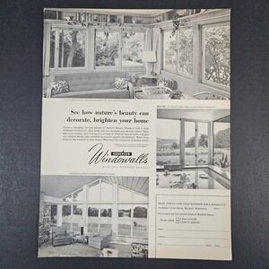 1953 Andersen Corporation Windowalls Vintage Print Ad Bayport MN Sunroom Patio‎